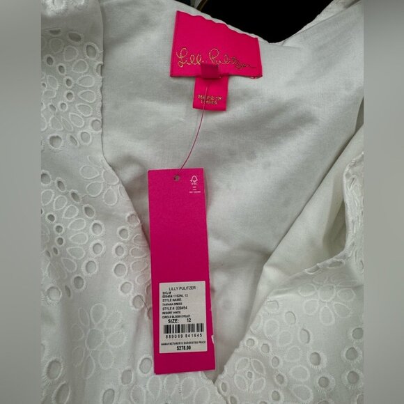 🆕 LILLY PULITZER 🧿 NWT Taviana Dress Resort White Circle Bloom Eyelet - Sz 12 - Picture 10 of 16
